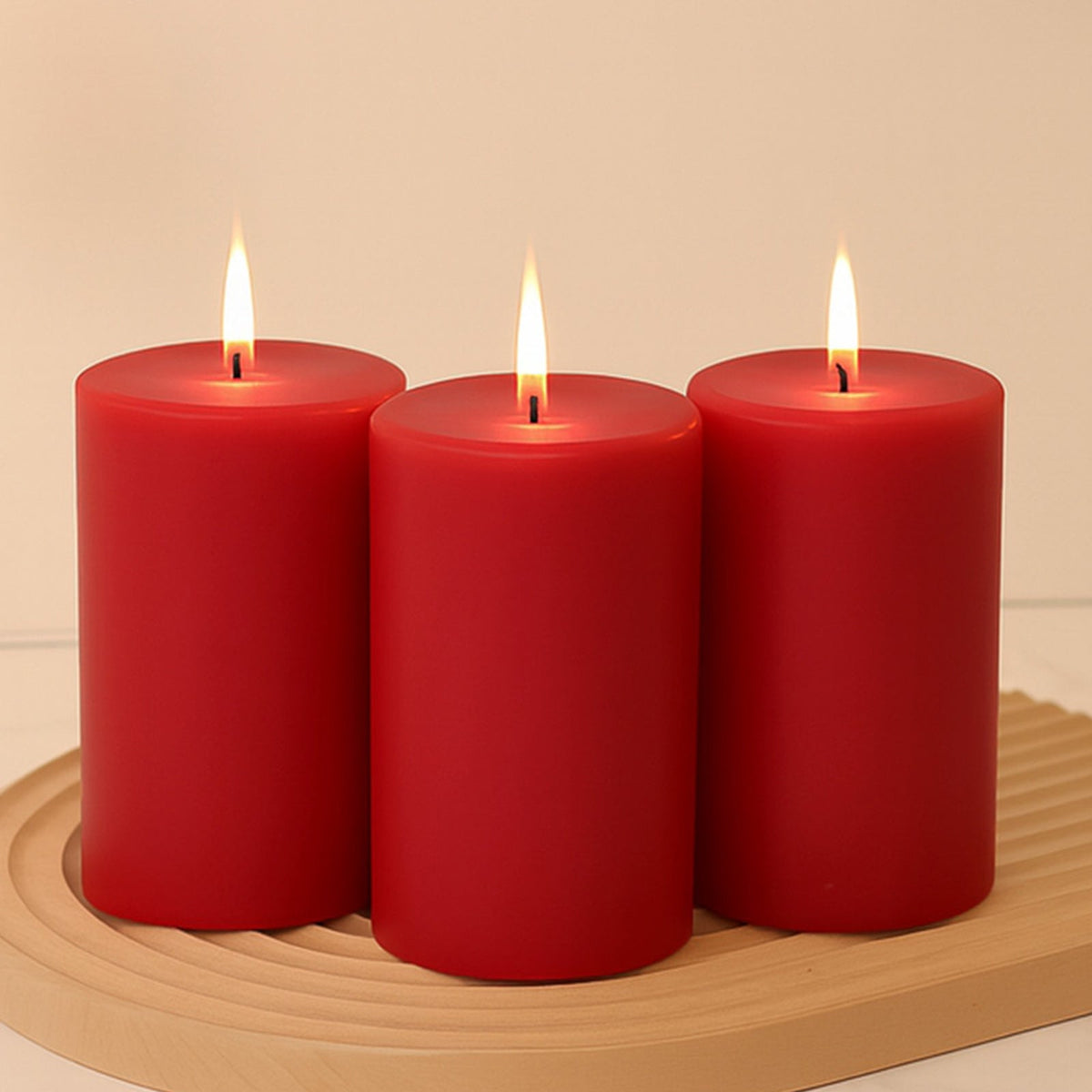 6-Pack Unscented Dripless Pillar Candles – 3"x6" Red Paraffin Wax with Smokeless Cotton Wicks, Clean & Long-Lasting 60-Hour Burn
