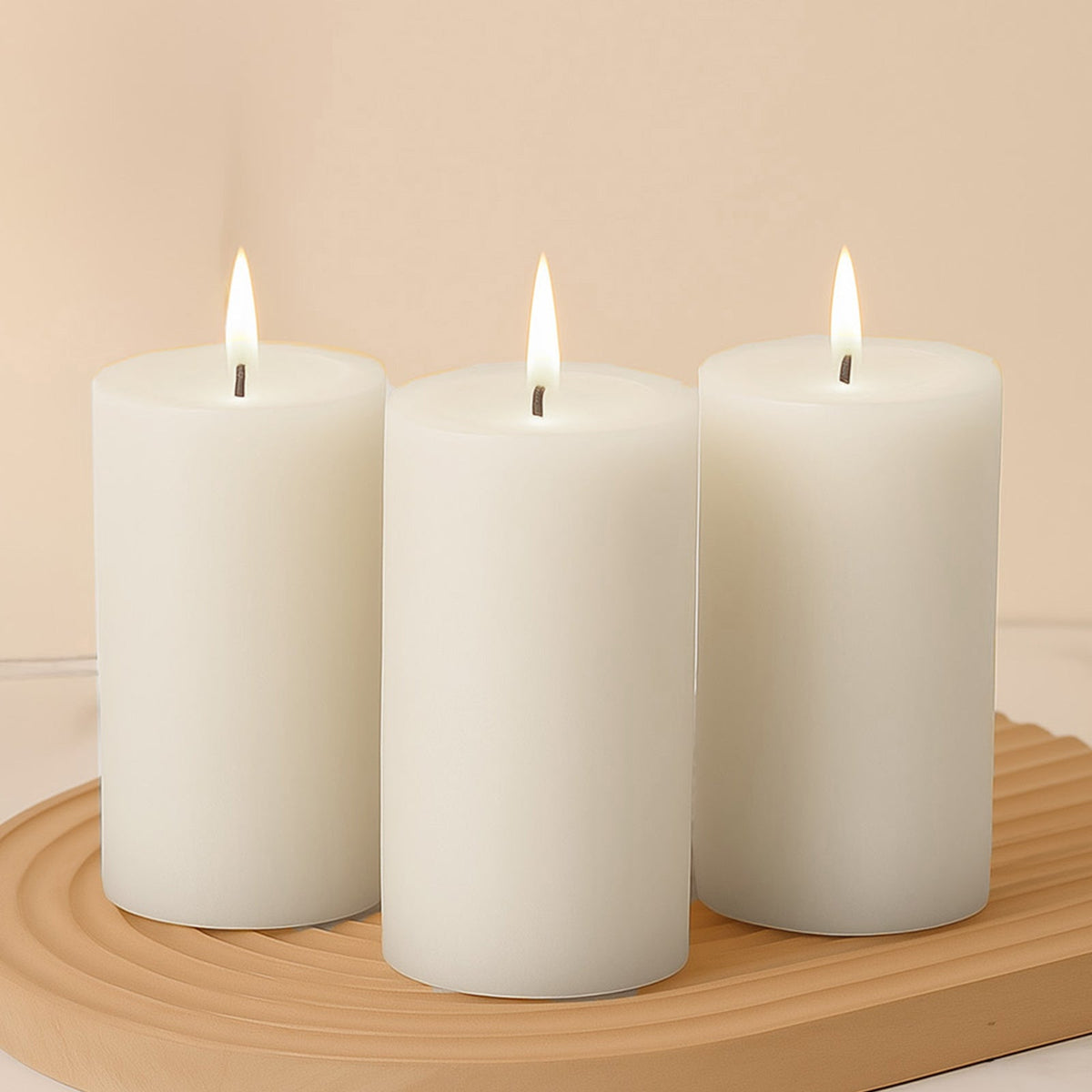 6-Pack Unscented Dripless Pillar Candles – 3"x6" White Paraffin Wax with Smokeless Cotton Wicks, Clean & Long-Lasting 60-Hour Burn