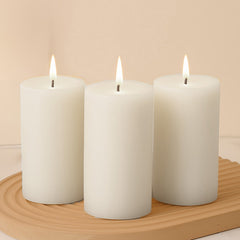 6-Pack Unscented Dripless Pillar Candles – 3"x6" White Paraffin Wax with Smokeless Cotton Wicks, Clean & Long-Lasting 60-Hour Burn