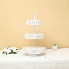 Metal Cupcake Stand 3-Tier Reversible Design White - Dessert Holder and Serving Tray 23"