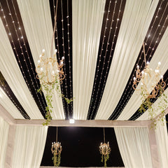 Beige Sheer Backdrop Drape – 5ftx32ft Wedding Arch & Ceiling Decor Panel, Wrinkle Free with Soft Shimmer