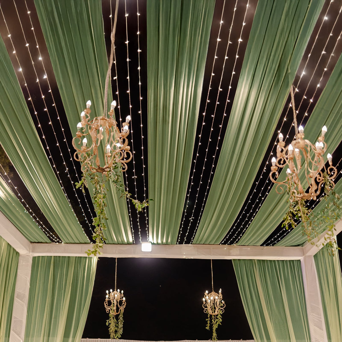 Dusty Sage Green Sheer Backdrop Drape – 5ftx32ft Wedding Arch & Ceiling Decor Panel, Wrinkle Free with Soft Shimmer