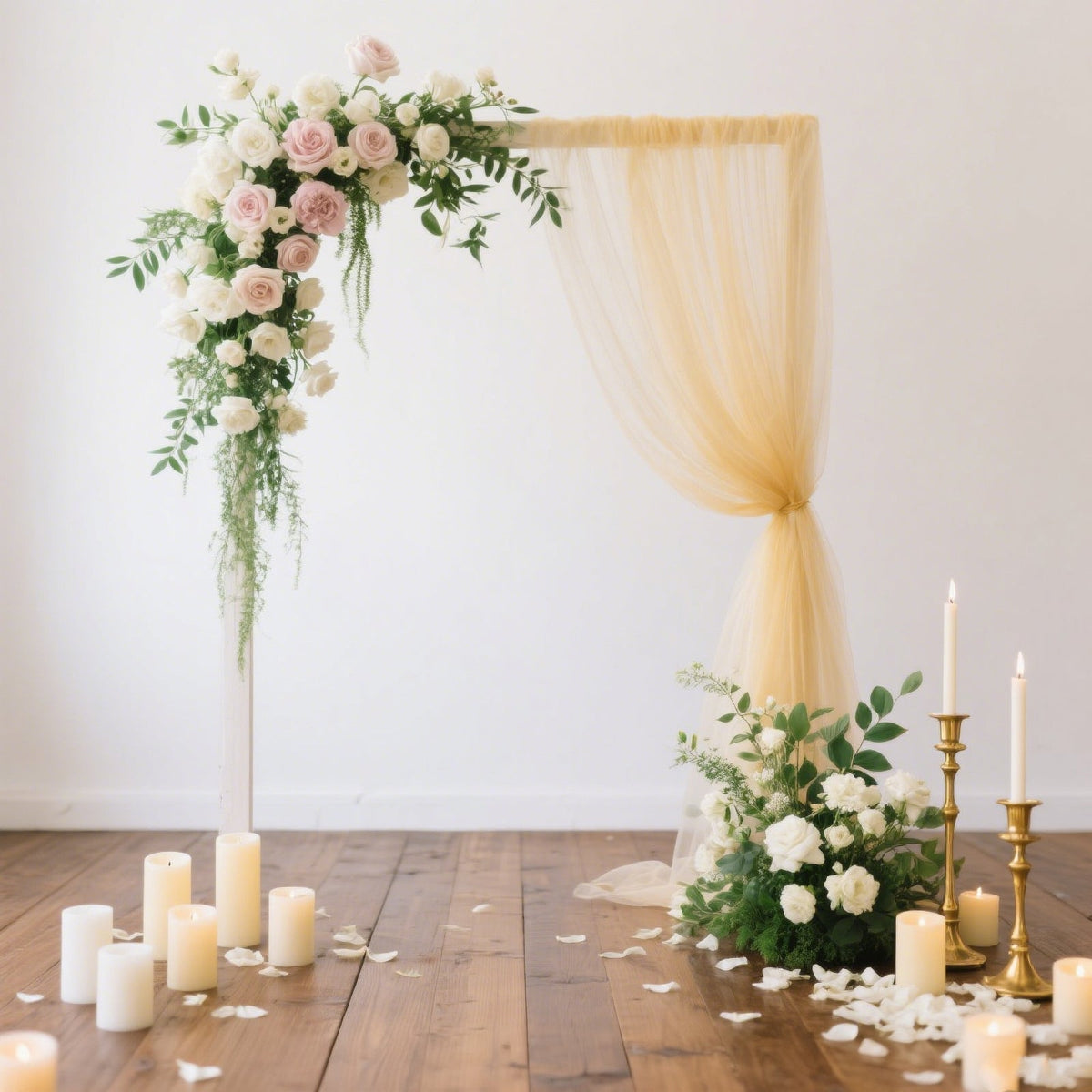 Sheer Backdrop Curtain Panel 5ft × 10ft Champagne – Wedding Arch Drape with Rod Pocket