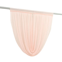 4ft x 4ft Sheer Chiffon Backdrop Valance Drapes – Blush Curved Swag Topper Panel