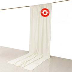 Ivory Scuba Polyester Event Curtain Drapes, Durable Flame Resistant Backdrop Event Panel Wrinkle Free with Rod Pockets - 5ftx14ft