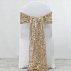 5 Pack 12"x108" Champagne Sequin Chair Sashes