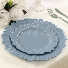 20-Pack 7" Plastic Dessert Plates – Dusty Blue Reef Design Appetizer Salad Party Plates – Elegant Disposable Tableware