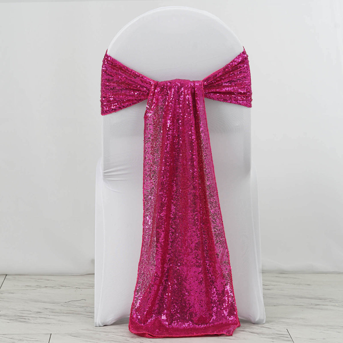 5 Pack 12"x108" Fuchsia Sequin Chair Sashes