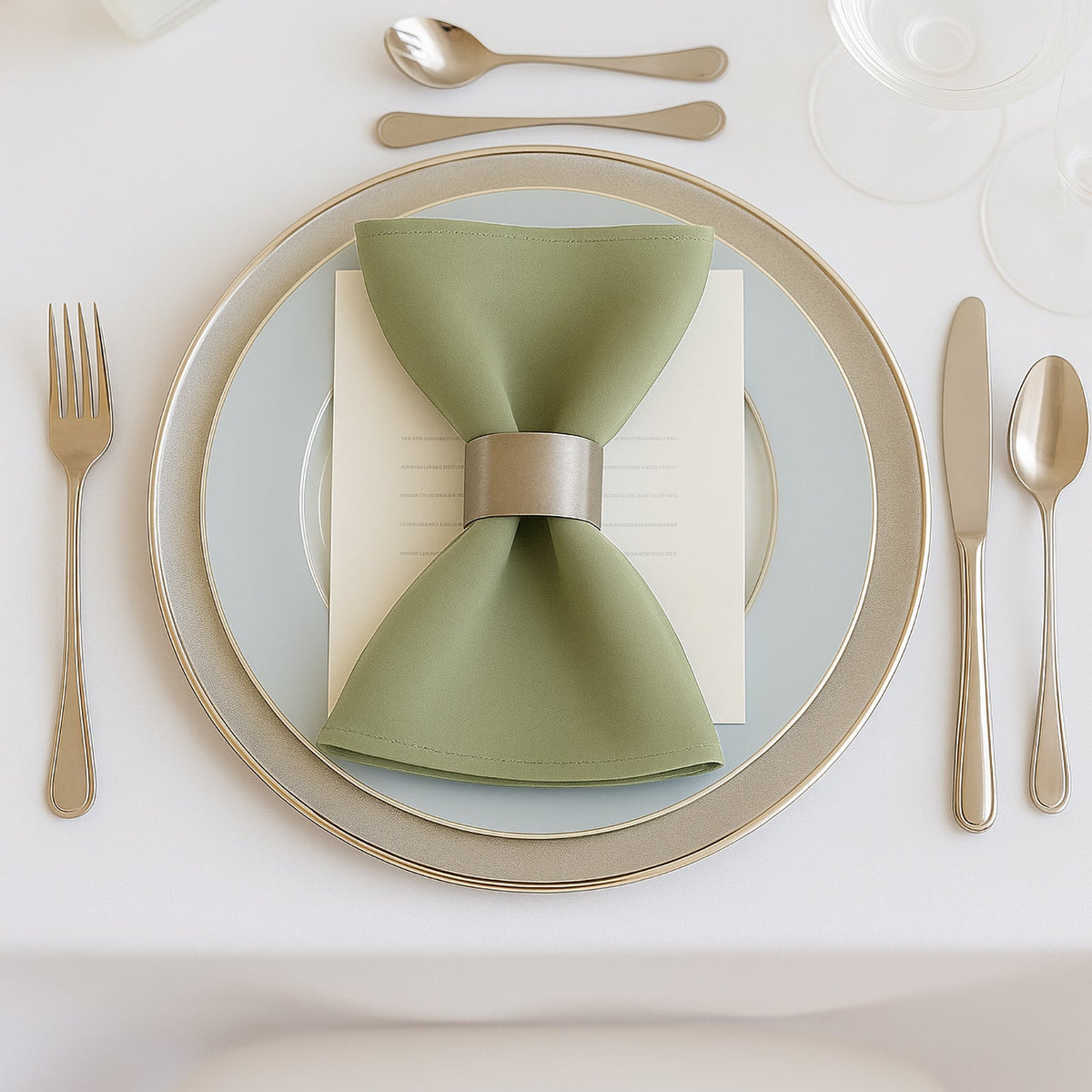 5 Pack Dusty Sage Green Scuba Napkins – 17"x17", Wrinkle-Free & Stain Resistant Cloth Napkins