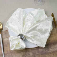 5-Pack Pearl White Scuba Polyester Napkins with Rhinestone Accents – 20"x20" Wrinkle-Free Reusable Cloth Napkins