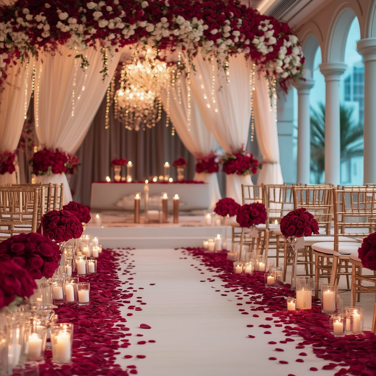 500-Pack Rose Petals Round Design Burgundy Silk Confetti - Decorative Scatters for Tables and Floors