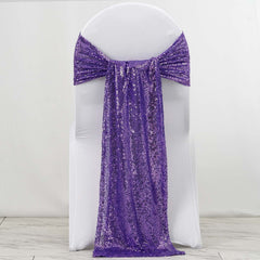 5 Pack 12"x108" Purple Sequin Chair Sashes