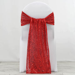 5 Pack 12"x108" Red Sequin Chair Sashes