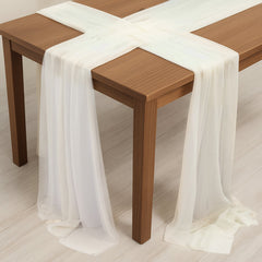 20-Pack 9ft Sheer Table Runners – Ivory Shimmer Sheer Drapes, Wrinkle-Free