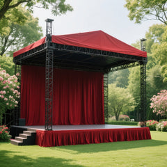 Portable Stage Skirt Burgundy Polyester Platform Skirting Cloth for Events, Performances & Wedding Staging - 16"x10ft