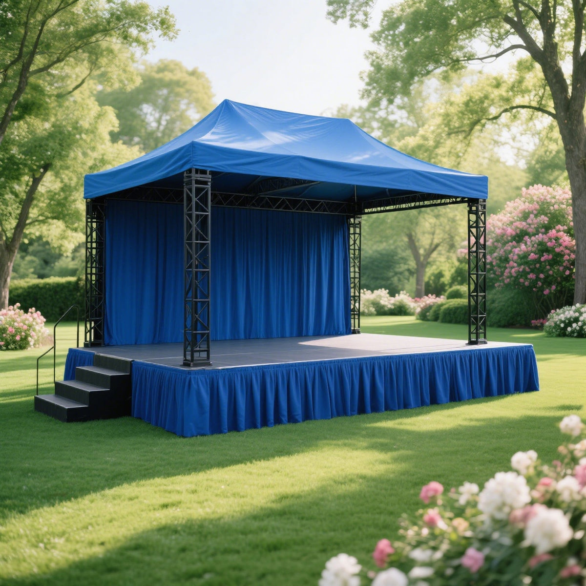 Portable Stage Skirt Royal Blue Polyester Platform Skirting Cloth for Events, Performances & Wedding Staging - 24"x20ft