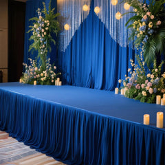 Portable Stage Skirt Royal Blue Polyester Platform Skirting Cloth for Events, Performances & Wedding Staging - 48"x20ft