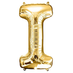 40" Shiny Metallic Gold Mylar Foil Helium Air Alphabet Letter Balloon - I