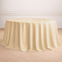 Polyester 132" Round Tablecloth Beige - Seamless Chic Table Cover