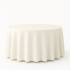 Premium Polyester 108" Round Tablecloth Ivory - Wrinkle-Resistant 220GSM Table Cover