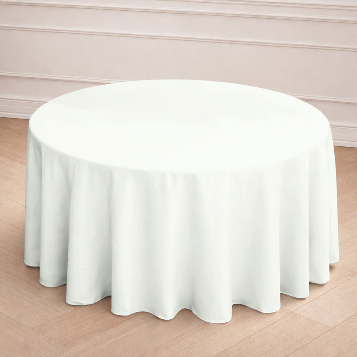 Polyester 120" Round Tablecloth Ivory - Seamless Wrinkle-Resistant Table Cover