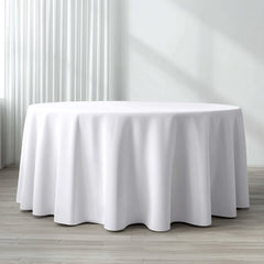 Polyester 120" Round Tablecloth White - Seamless Wrinkle-Resistant Design for Weddings