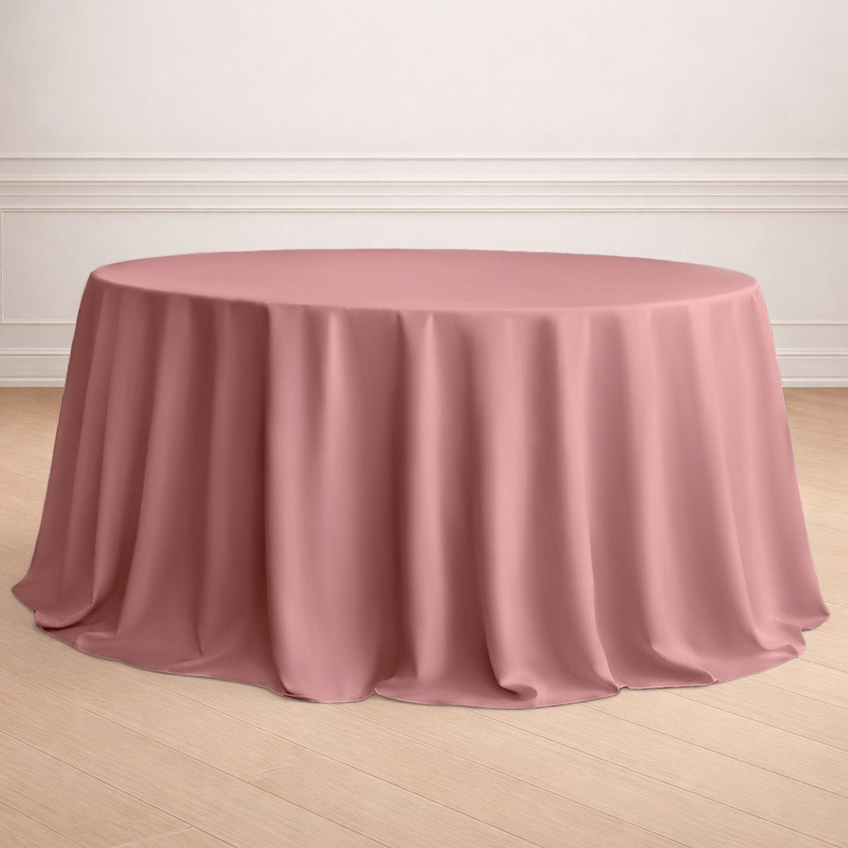 Polyester 132" Round Tablecloth Dusty Rose - Seamless Chic Table Cover