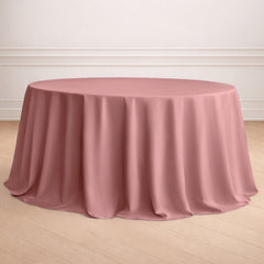 Polyester 132" Round Tablecloth Dusty Rose - Seamless Chic Table Cover
