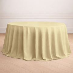 Polyester 132" Round Tablecloth Champagne - Seamless Chic Table Cover