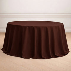 Polyester 132" Round Tablecloth Chocolate - Seamless Chic Table Cover