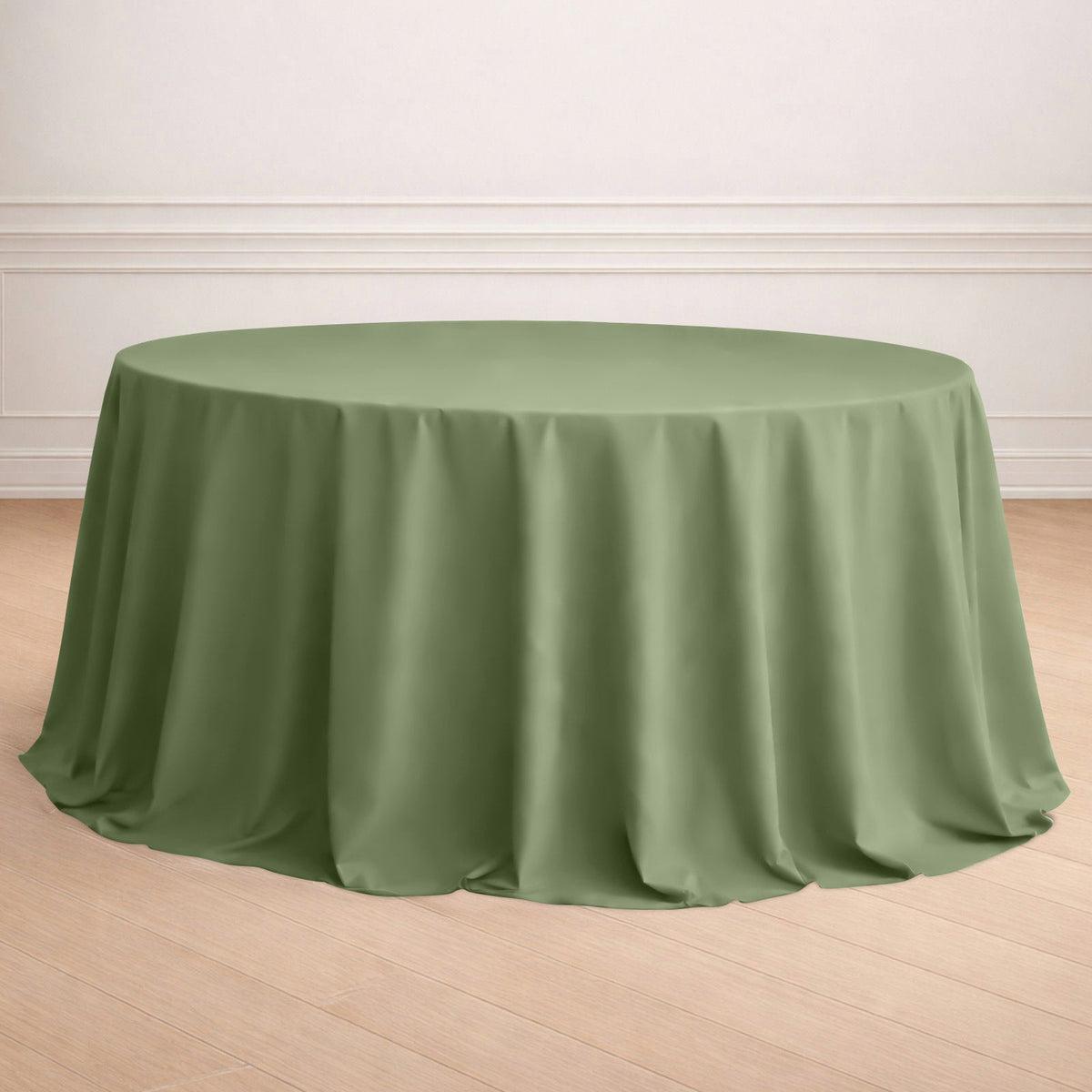 Polyester 132" Round Tablecloth Dusty Sage Green - Seamless Chic Table Cover