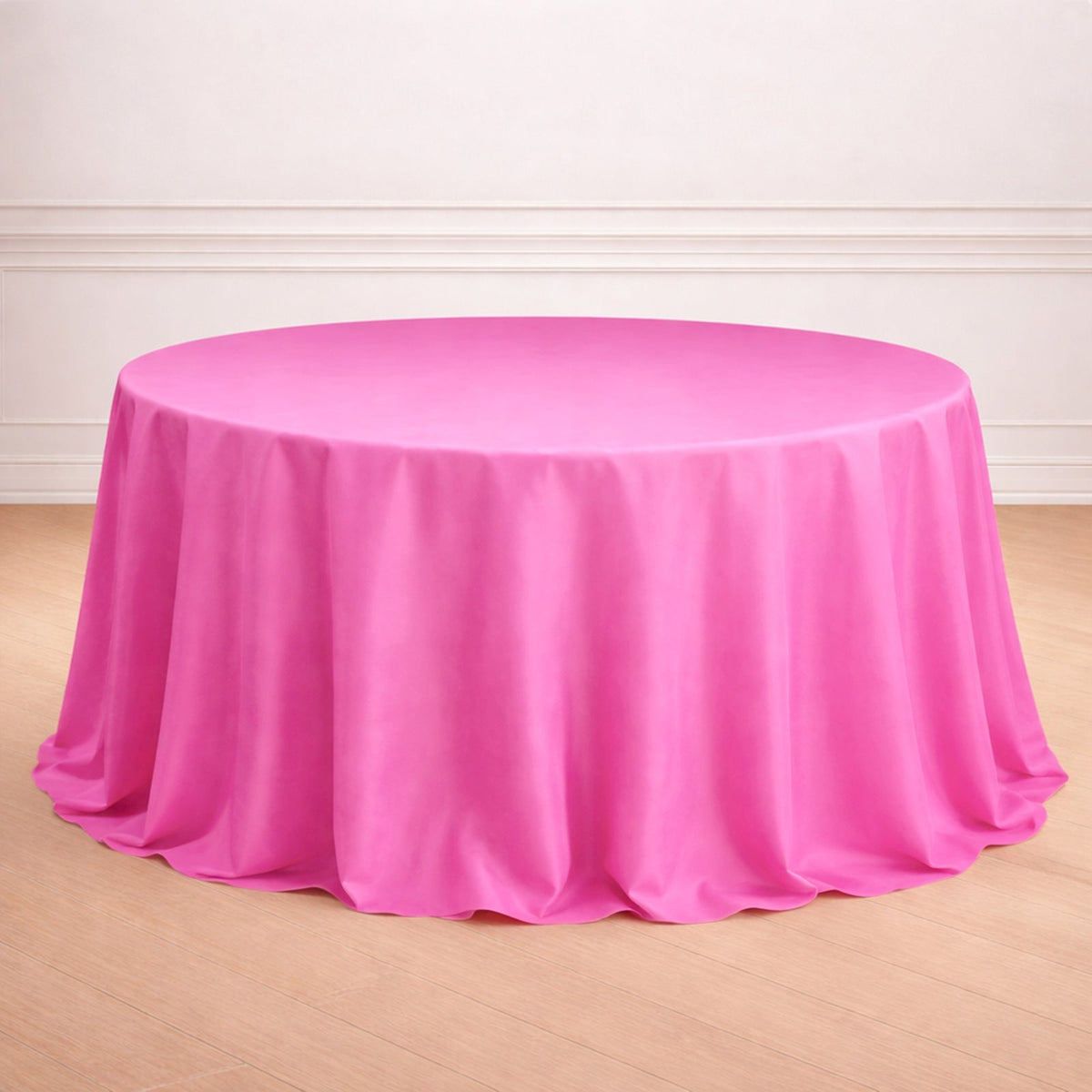 Polyester 132" Round Tablecloth Fuchsia - Seamless Chic Table Cover