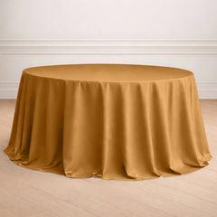 Polyester 132" Round Tablecloth Gold - Seamless Chic Design for Grand Celebrations