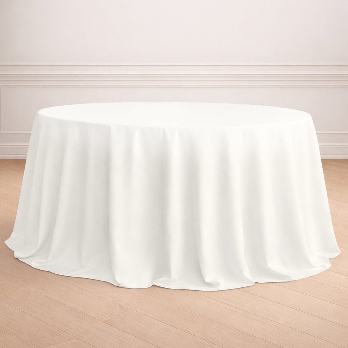 Polyester 132" Round Tablecloth Ivory - Seamless Chic Design Table Cover