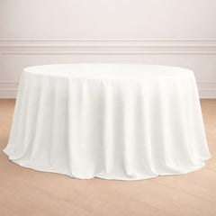 Polyester 132" Round Tablecloth Ivory - Seamless Chic Design Table Cover