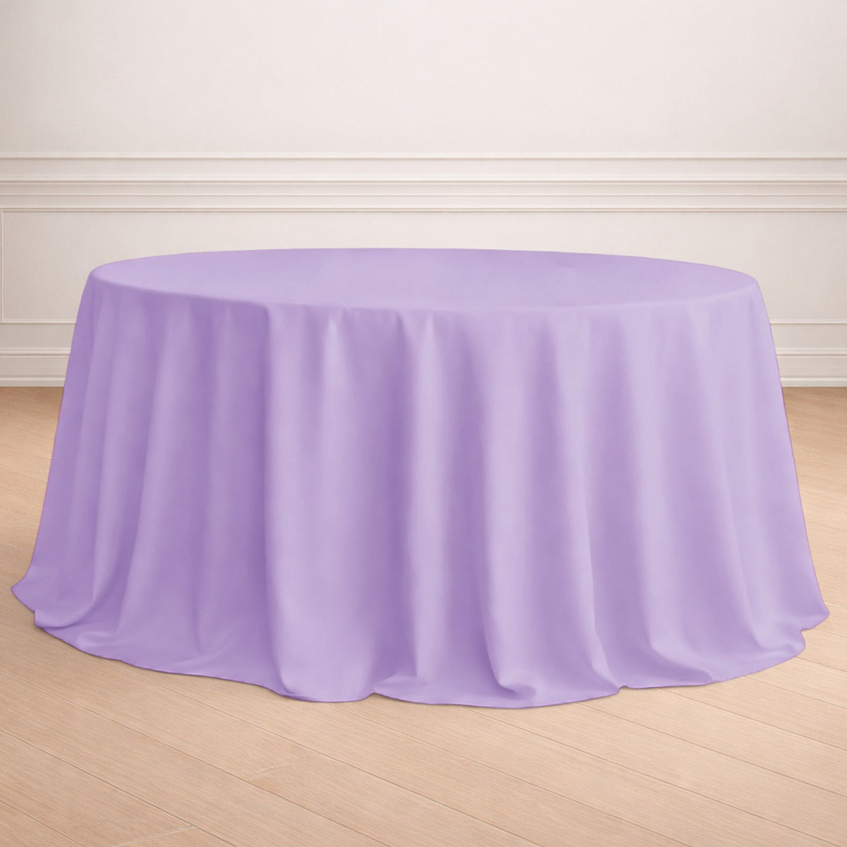 Polyester 132" Round Tablecloth Lavender Lilac - Seamless Chic Table Cover