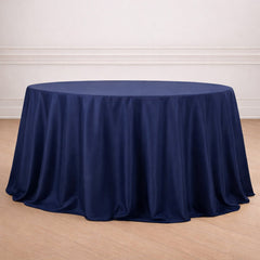 Polyester 132" Round Tablecloth Navy Blue - Seamless Chic Table Cover