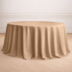 Polyester 132" Round Tablecloth Nude - Seamless Chic Table Cover