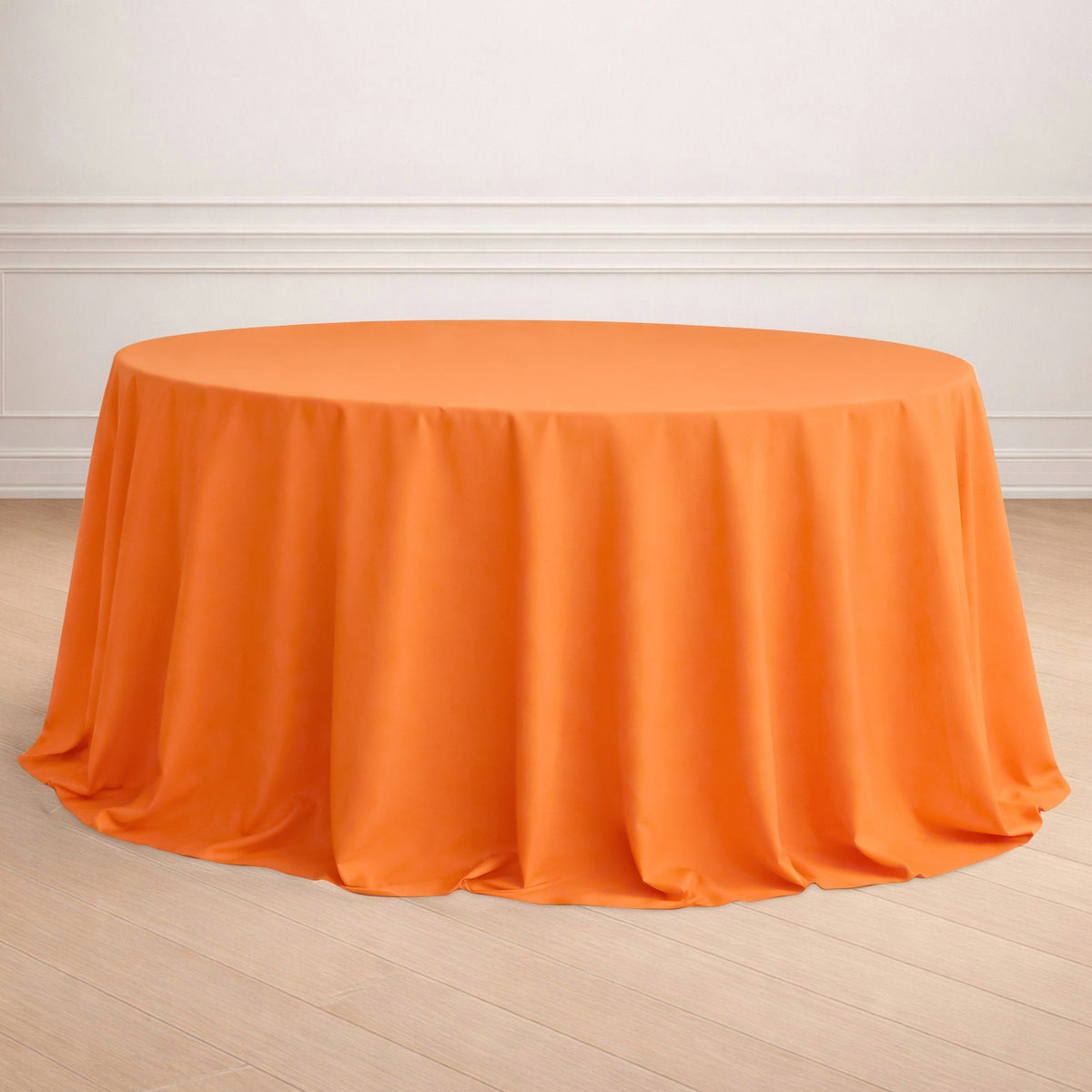 Polyester 132" Round Tablecloth Orange - Seamless Chic Table Cover