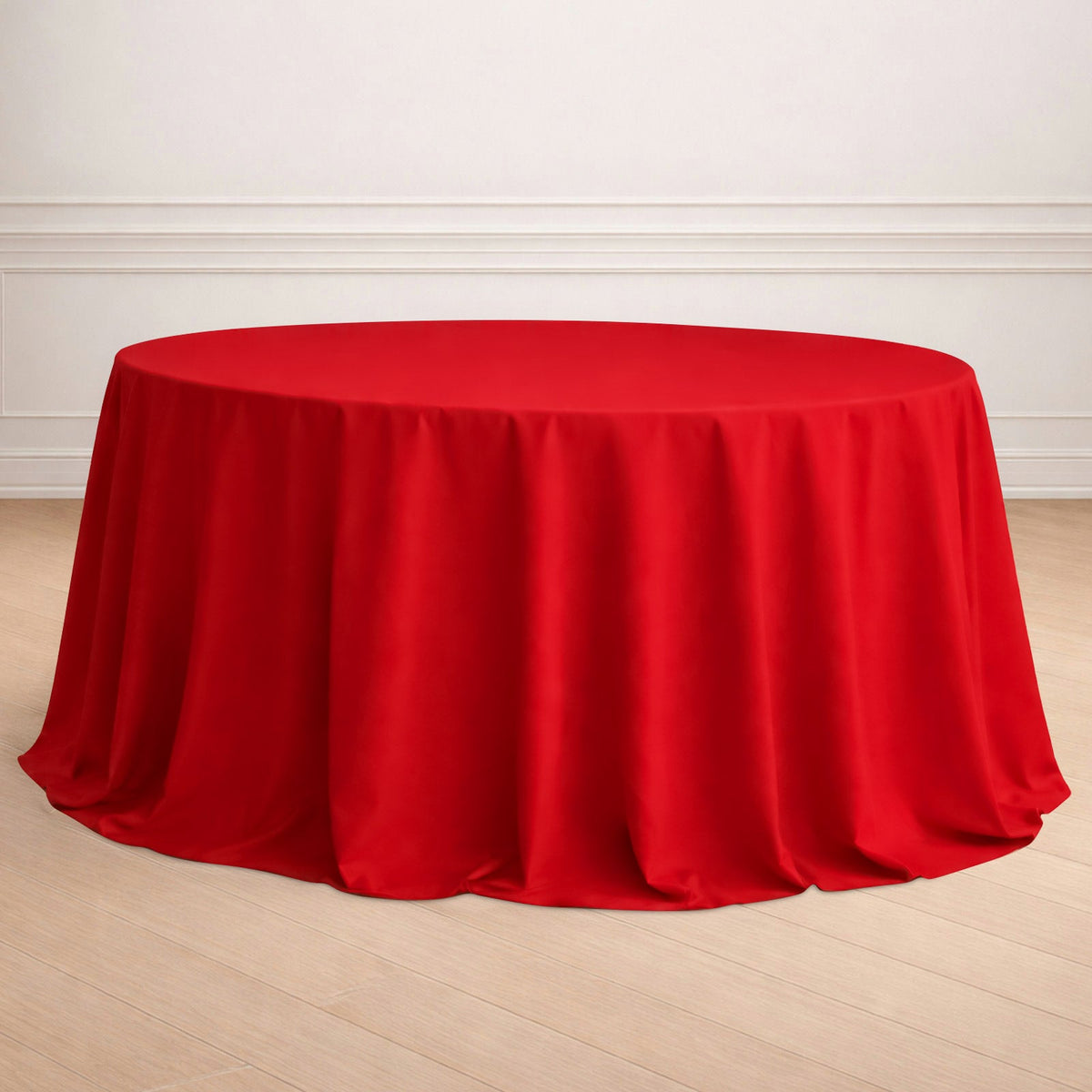 Polyester 132" Round Tablecloth Red - Seamless Chic Table Cover