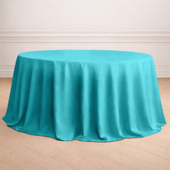 Polyester 132" Round Tablecloth Turquoise - Seamless Chic Table Cover