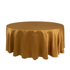 Lamour Satin 108" Round Tablecloth Gold - Durable & Silk-Like Table Cover for Classy Weddings & Events