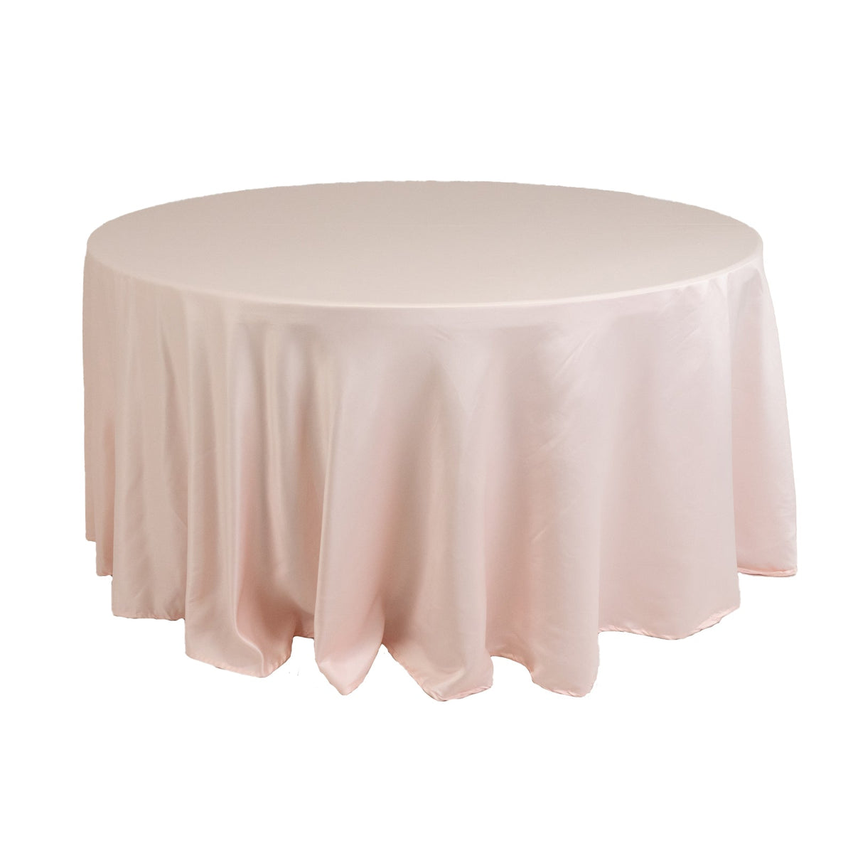 Lamour Satin 120" Round Tablecloth Blush - Seamless Table Cover with Soft Tempered Sheen