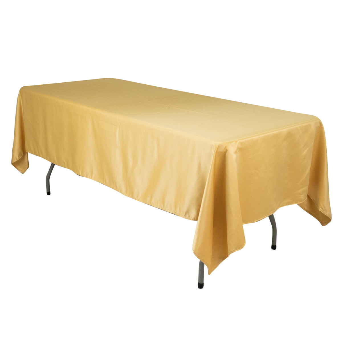 Lamour Satin 60"x102" Rectangle Tablecloth Champagne - Durable & Silky Soft Feel Table Cover