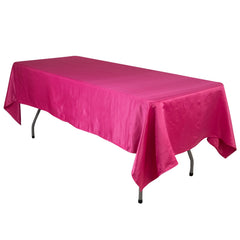 Lamour Satin 60"x102" Rectangle Tablecloth Fuchsia - Durable & Silky Soft Feel Table Cover