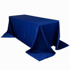 Lamour Satin 90"x132" Rectangle Tablecloth Royal Blue - Soft & Silk-Like Seamless Table Cover