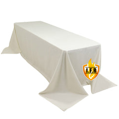 Fire Retardant Premium Polyester 90"x156" Rectangular Tablecloth Ivory - High-Performance Seamless Table Cover