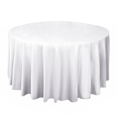 Scuba Round 108" Tablecloth White - Wrinkle Free & Stain Resistant Table Cover for Exquisite Events