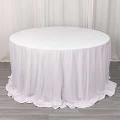 Scuba Round 132" Tablecloth White - Wrinkle Free & Stain Resistant Seamless Table Cover for Weddings & Events
