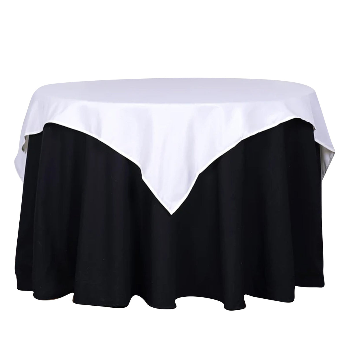 Polyester 54"x54" Table Overlay Square Tablecloth White - Wrinkle-Resistant & Durable Table Cover for Events